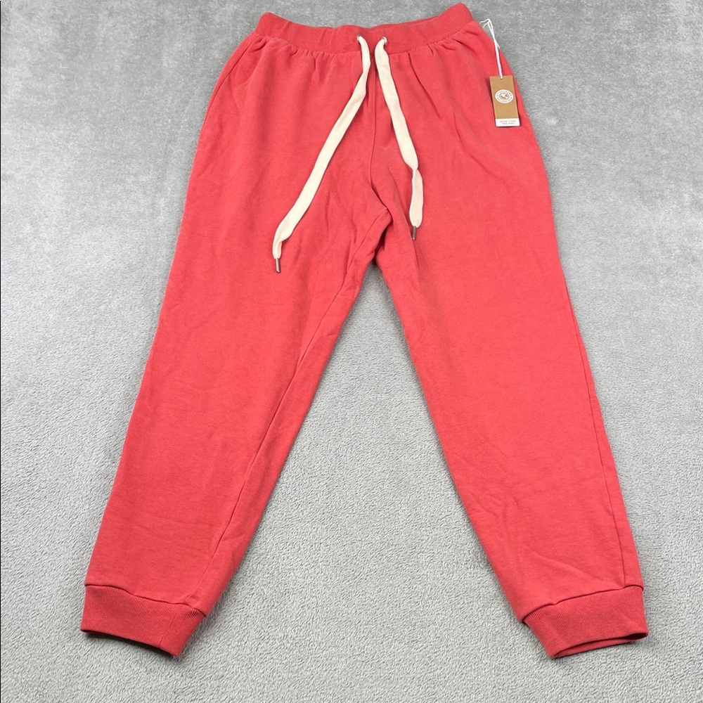 NEW Outerknown XS Organic Cotton Lyocell Red Jogger Sweatpants. Drawstring